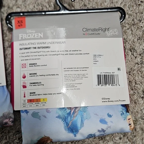 NWT Climateright By Cuddl Duds Girls Frozen Thermal Set - Picture 4 of 4